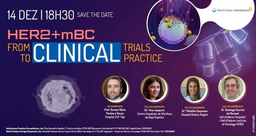 Decorre j&aacute; amanh&atilde; o webinar "HER 2 + mBC. From Clinical Trials to Clinical Practice"